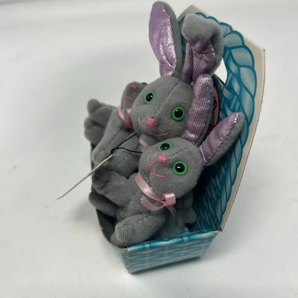 Vintage 1995 TINY TAG-ALONGS plush -Mommy & Babies Rabbits Mini set of 3 NEW